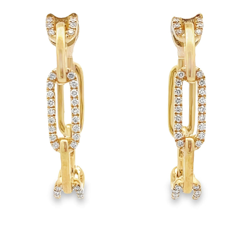 Genuine .39ct Diamond Hoop Earrings 14KT Yellow Gold