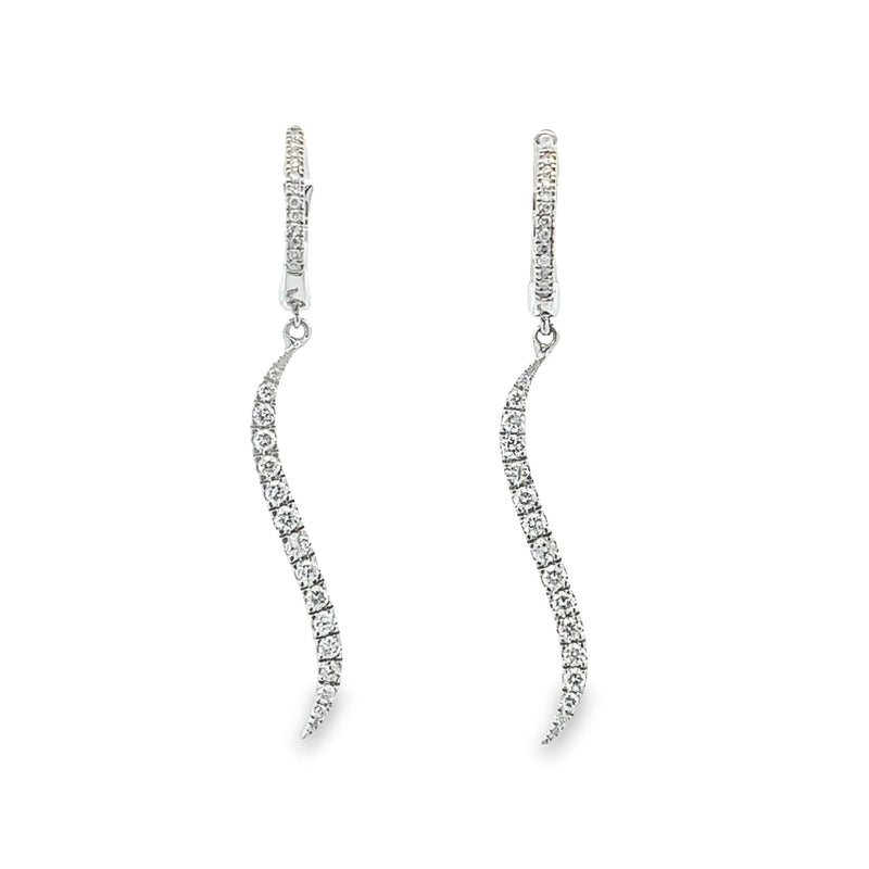 Natural .50ct Diamond Dangle Earrings 10KT White Gold