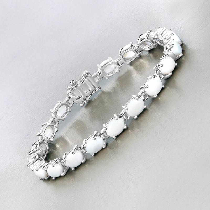 10.26 Carat Genuine Opal .925 Sterling Silver Bracelet