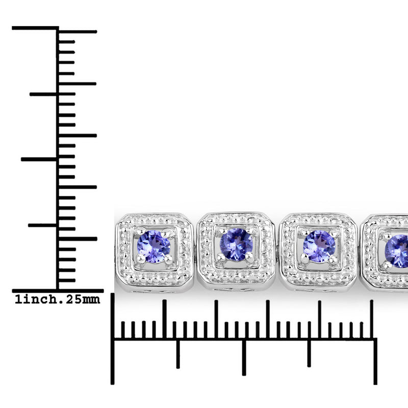 1.10 Carat Genuine Tanzanite .925 Sterling Silver Bracelet