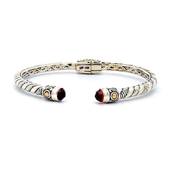 Garnet Bangle Bracelet Sterling Silver 18KT Gold