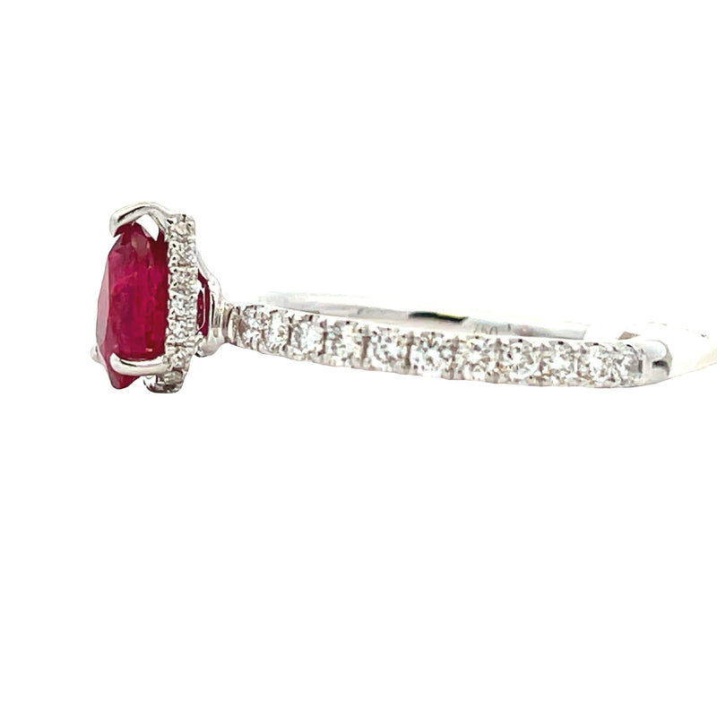 Natural 1.45ct Ruby Diamond Ring 18KT White Gold