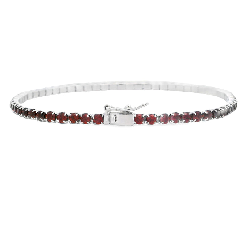 Natural Garnet Tennis Bracelet Sterling Silver