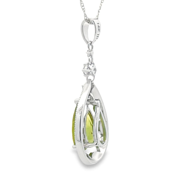 1.18ct Peridot Diamond Fashion Pendants 14KT White Gold