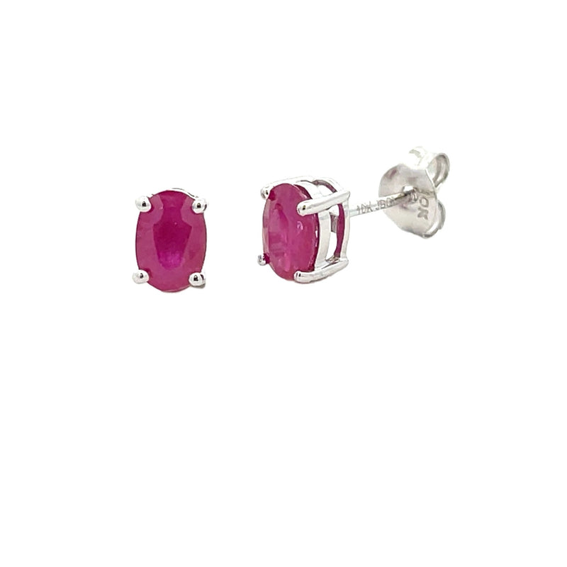 Natural 1.14ct Ruby Stud Earrings 10KT White Gold