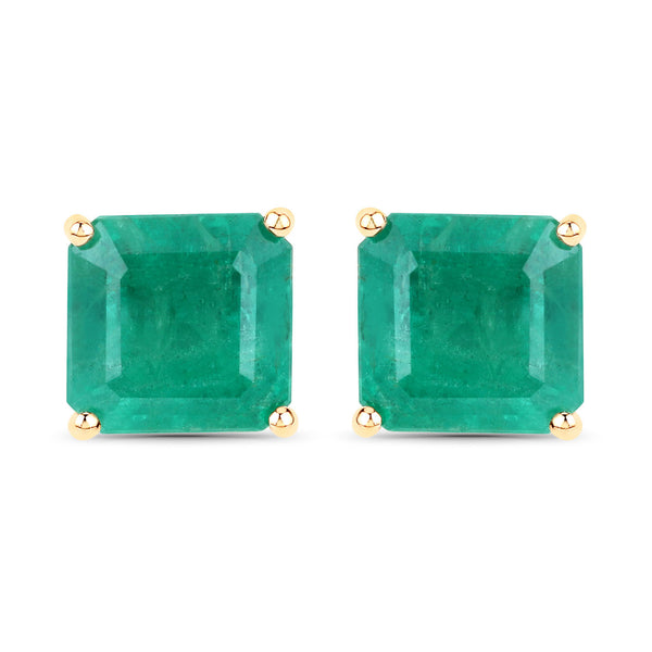 IGI Certified 4.36 Carat Genuine Zambian Emerald 14K Yellow Gold Earrings