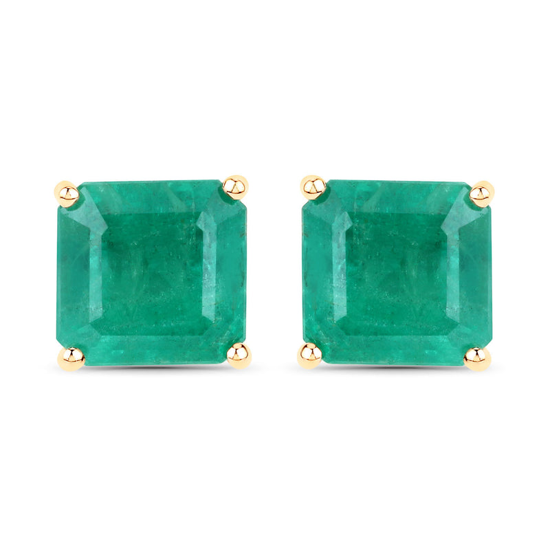 IGI Certified 4.36 Carat Genuine Zambian Emerald 14K Yellow Gold Earrings