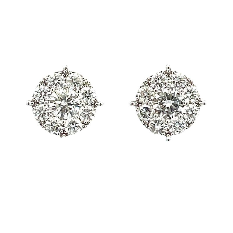 Natural 2.18ct Diamond Stud Earrings 18KT White Gold