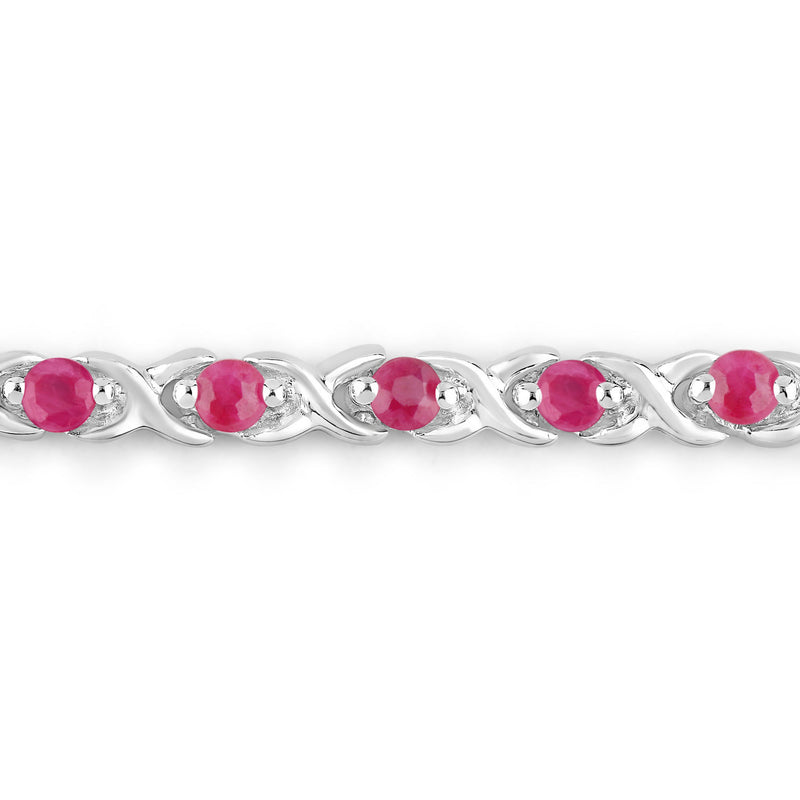 0.88 Carat Genuine Ruby .925 Sterling Silver Bracelet