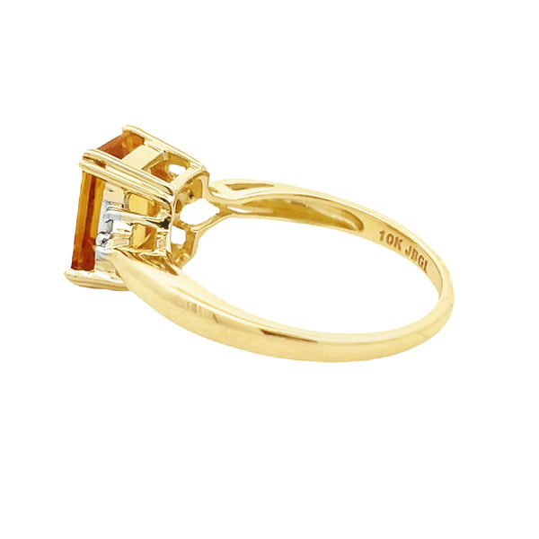 Natural 2.67ct Citrine Diamond Ring 10KT Yellow Gold