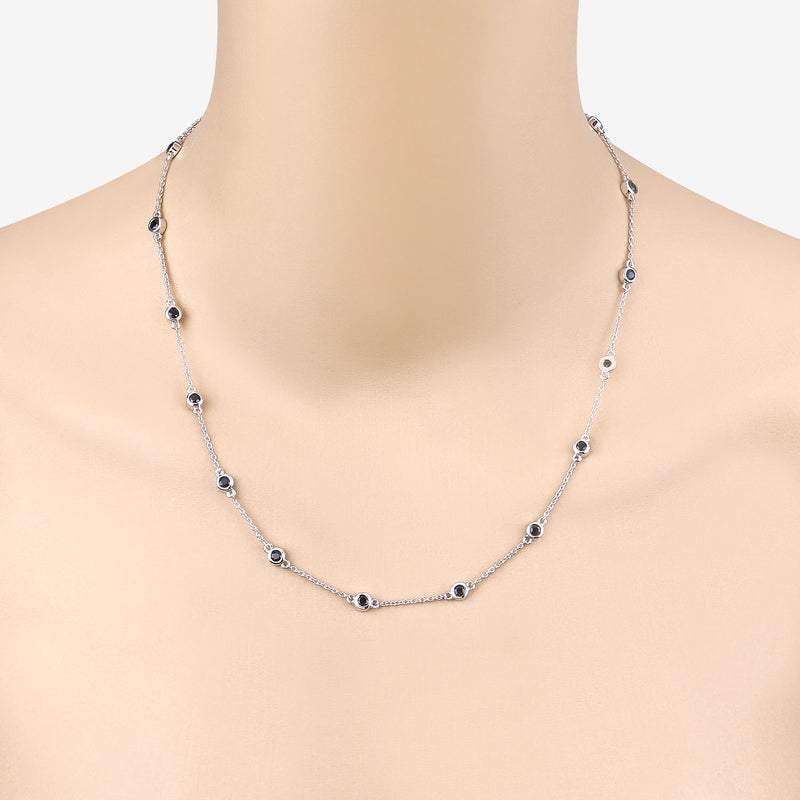 1.98 Carat Genuine Blue Sapphire .925 Sterling Silver Necklace