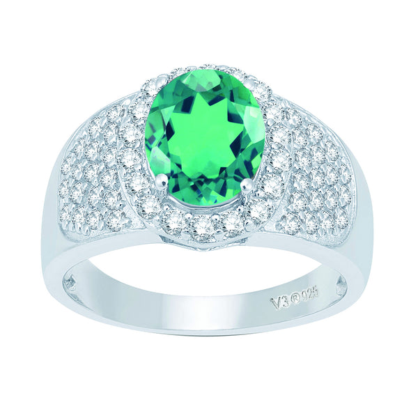 V3 Jewelry Paraiba Tourmaline & White Topaz Halo Ring