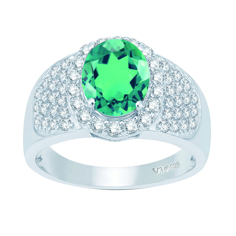 V3 Jewelry Paraiba Tourmaline & White Topaz Halo Ring