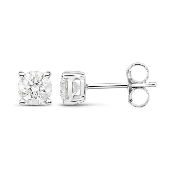 0.80 Carat Genuine White Diamond 14K White Gold Earrings