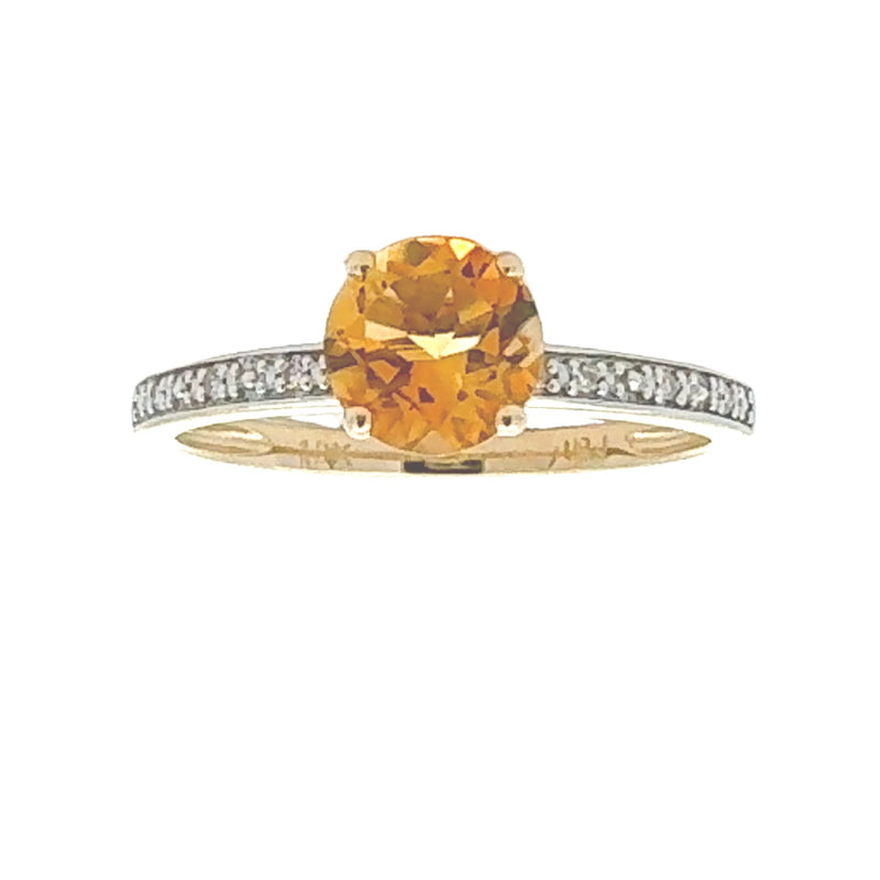 Genuine .79ct Citrine Diamond Ring 10KT Yellow Gold