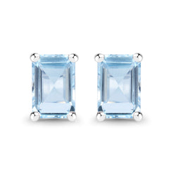 1.36 Carat Genuine Blue Topaz .925 Sterling Silver Earrings