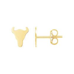 14K Yellow Gold Longhorn Earrings