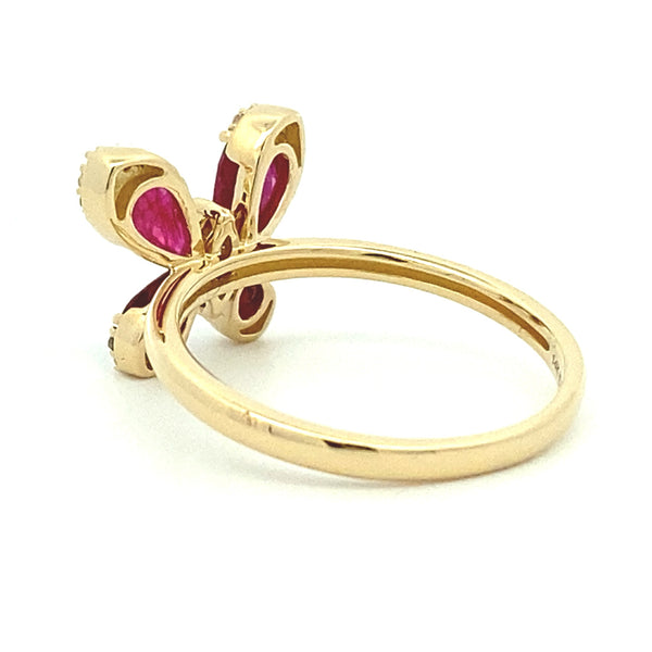 Genuine 1.26ct Ruby Diamond Ring 14KT Yellow Gold