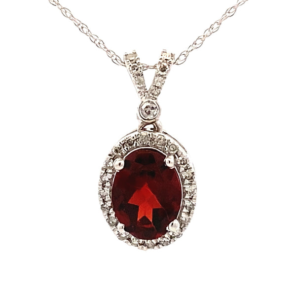 1.57ct Garnet Diamond Fashion Pendants 14KT White Gold