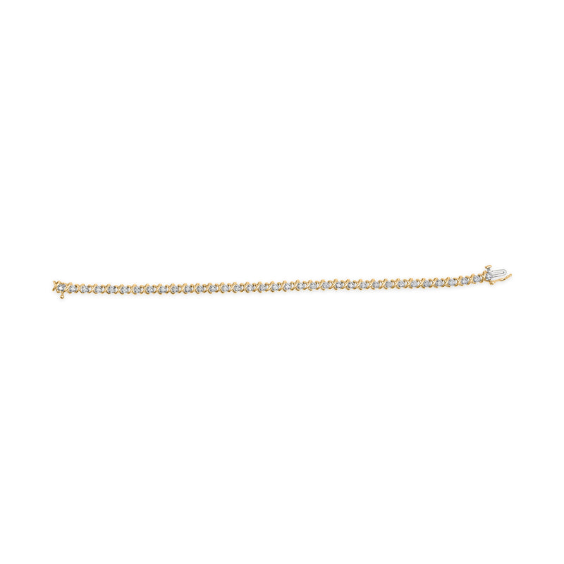 10k Yellow Gold-Plated Sterling Silver 1.00 Cttw Round-Cut Diamond X-Link 7.50" Bracelet (I-J Color, I3 Clarity)