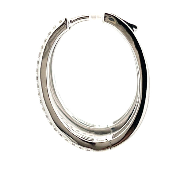 Natural 1.43ct Diamond Hoop Earrings 14KT White Gold