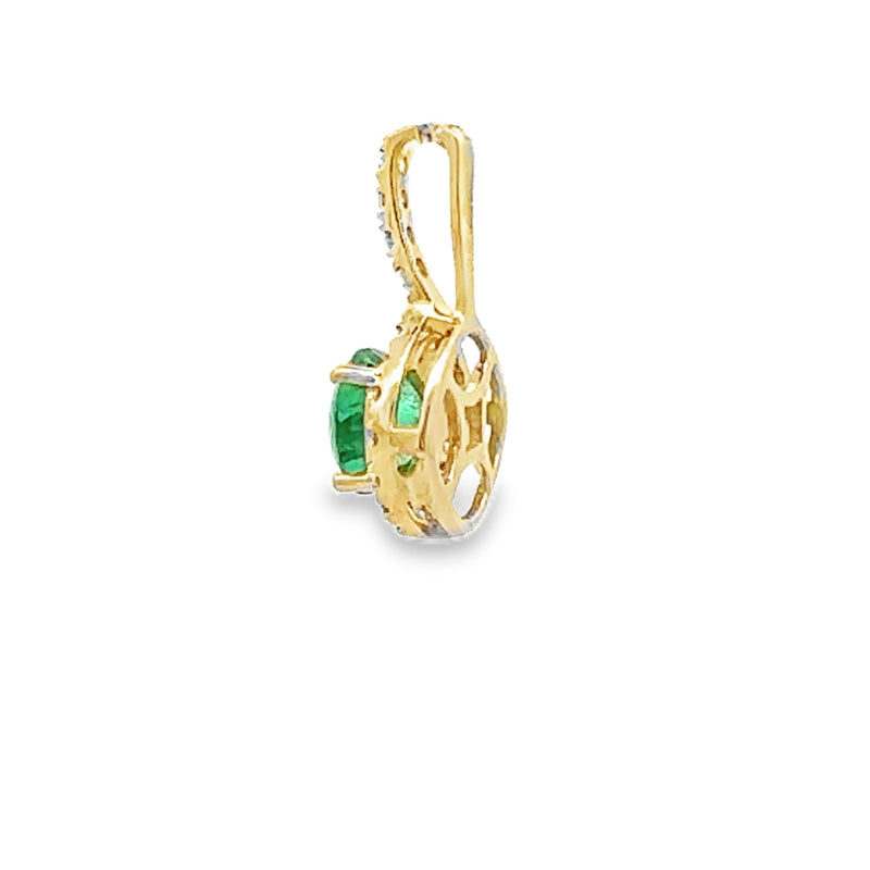 Emerald Diamond Fashion Pendants 14KT Yellow Gold