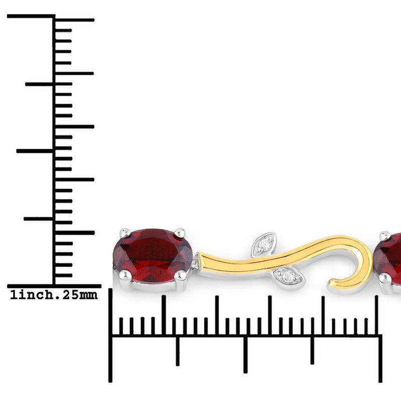 4.31 Carat Genuine Garnet and White Topaz .925 Sterling Silver Bracelet