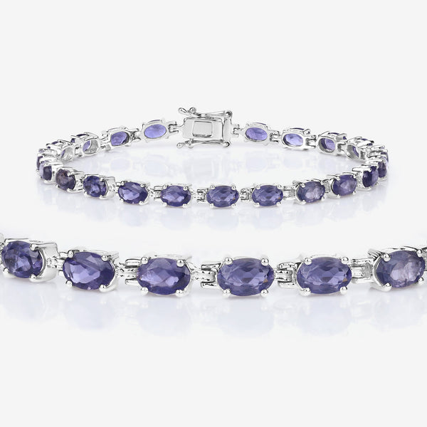 8.61 Carat Genuine Iolite .925 Sterling Silver Bracelet