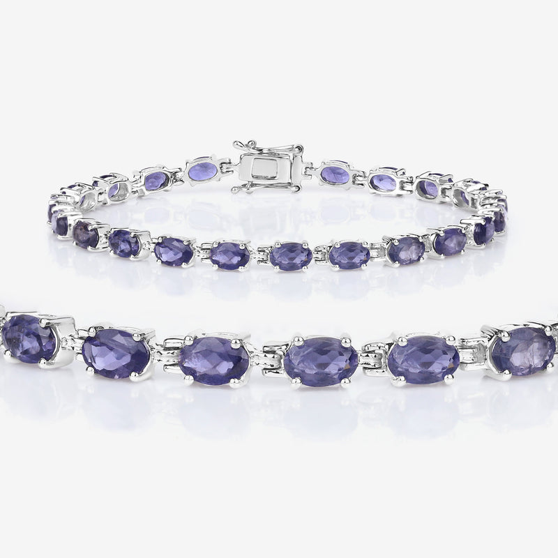 8.61 Carat Genuine Iolite .925 Sterling Silver Bracelet