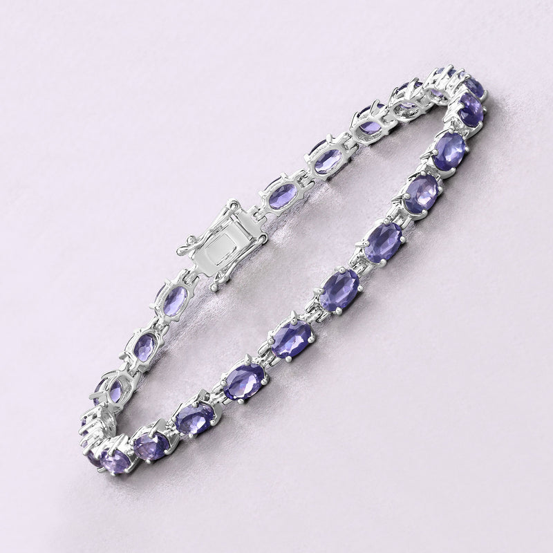 8.61 Carat Genuine Iolite .925 Sterling Silver Bracelet