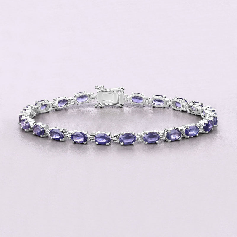 8.61 Carat Genuine Iolite .925 Sterling Silver Bracelet