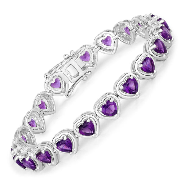 9.03 Carat Genuine Amethyst .925 Sterling Silver Bracelet