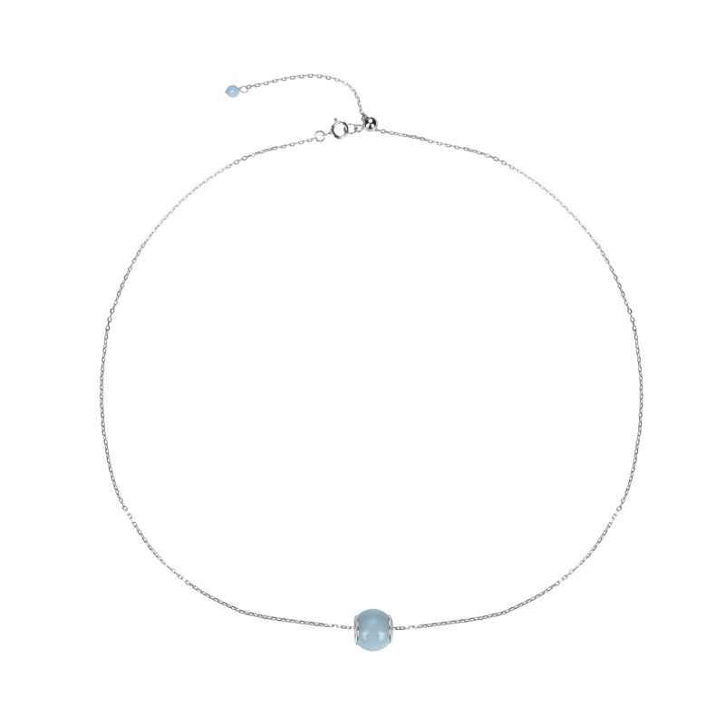 V3 Jewelry Sterling Silver with Natural Aquamarine Necklace with 18" Chain