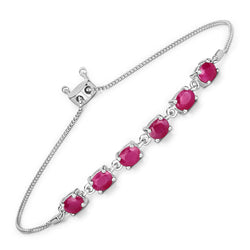 1.80 Carat Genuine Ruby .925 Sterling Silver Bracelet