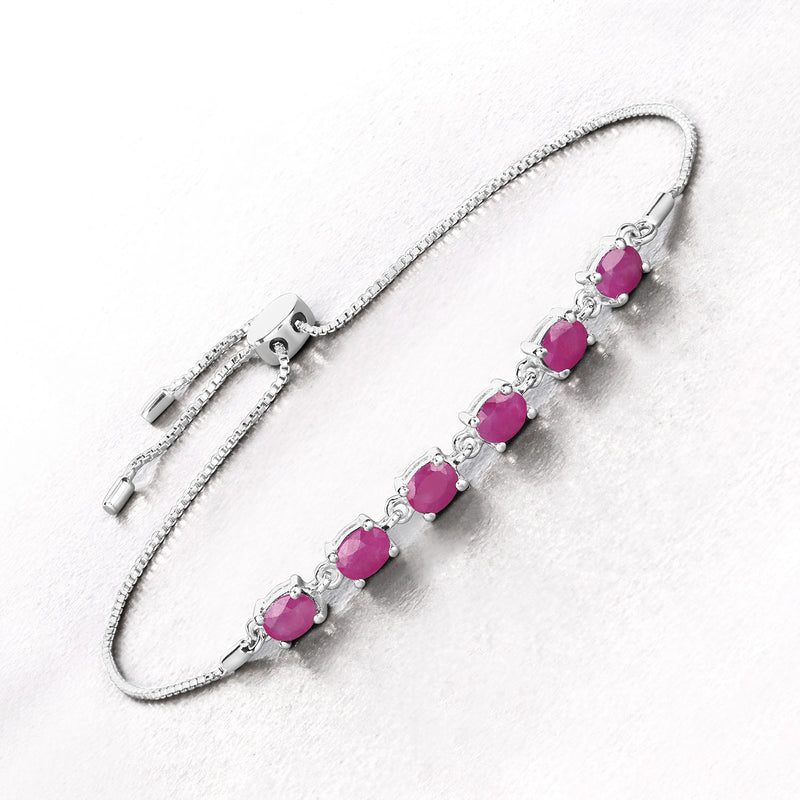 1.80 Carat Genuine Ruby .925 Sterling Silver Bracelet