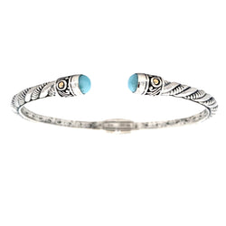 Larimar Bangle Bracelet Sterling Silver 18KT Gold