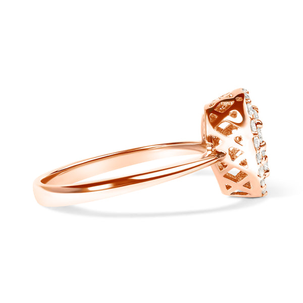 10K Rose Gold 3/8 Cttw Round-Cut Diamond Pear Promise Ring (I-J Color, I2-I3 Clarity) - Size 7