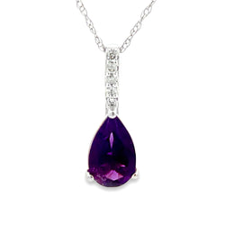 .63ct Amethyst Diamond Fashion Pendants 14KT White Gold