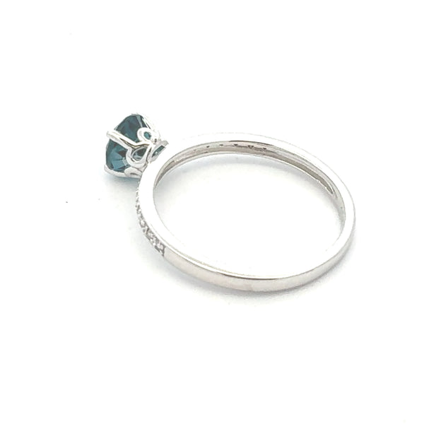 1.01ct London Blue Topaz Diamond Ring 10KT White Gold