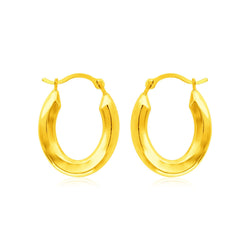 14k Yellow Gold Polished Oval Hoop Earrings