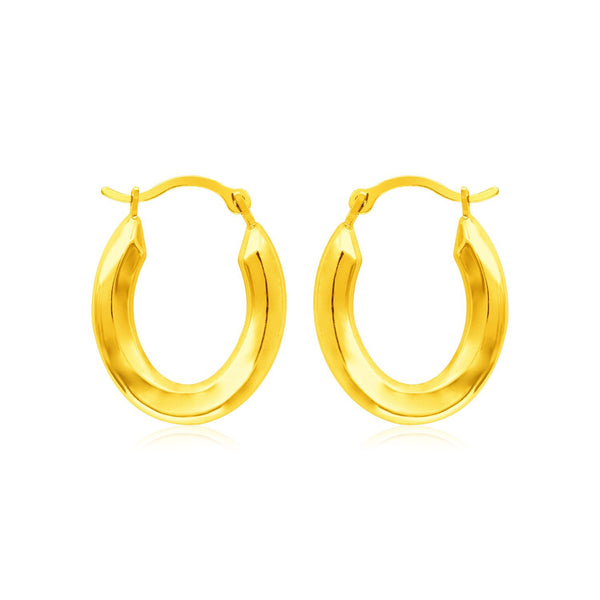 14k Yellow Gold Polished Oval Hoop Earrings