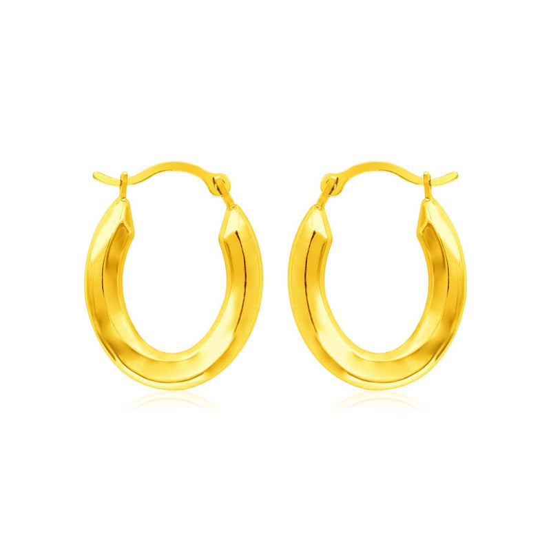 14k Yellow Gold Polished Oval Hoop Earrings