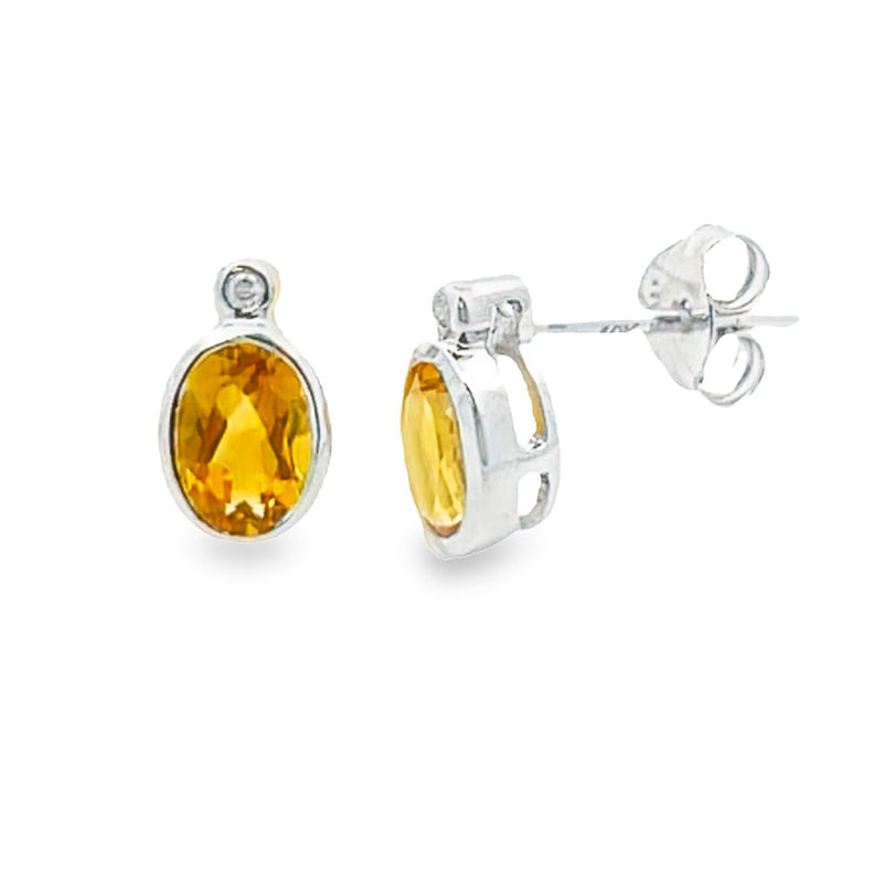 .79ct Citrine Diamond Stud Earrings 10KT White Gold