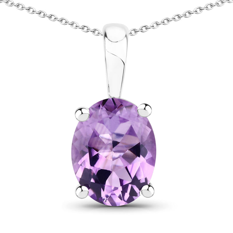 1.60 Carat Genuine Amethyst .925 Sterling Silver Pendant