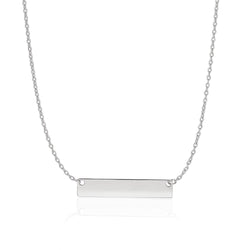 14k White Gold Smooth Flat Horizontal Bar Style Necklace