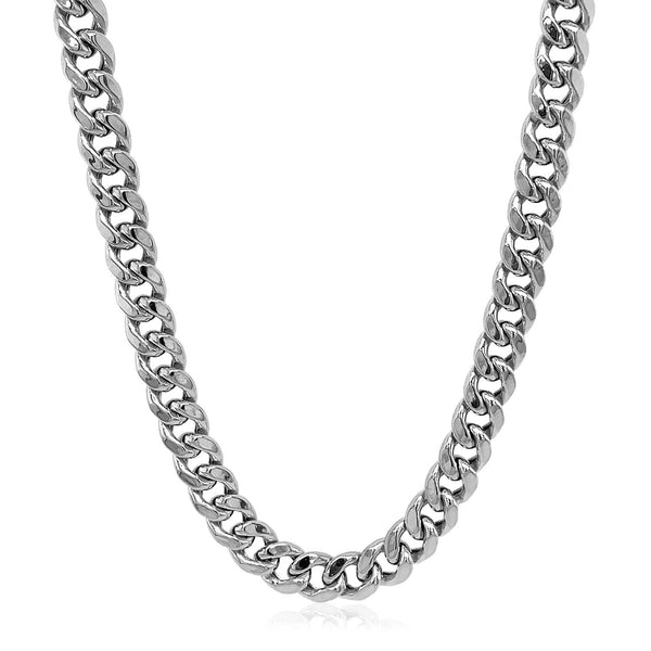 5.5mm 14k White Gold Miami Cuban Semi Solid Chain