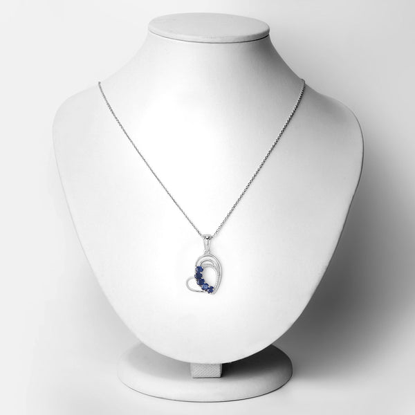 1.00 Carat Genuine Blue Sapphire .925 Sterling Silver Pendant