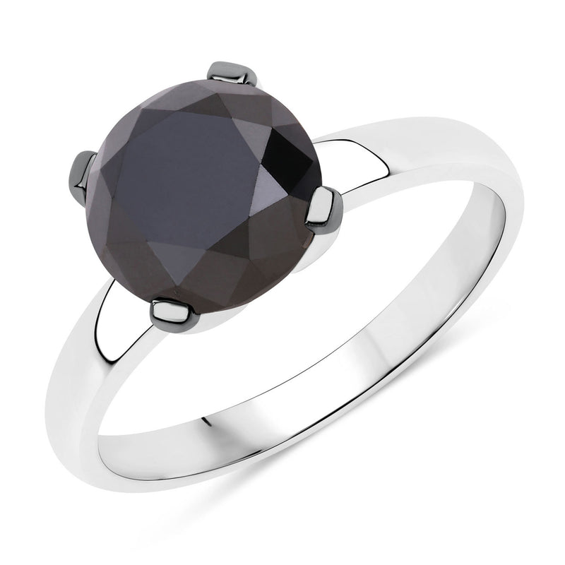 3.00 Carat Genuine Black Diamond 14K White Gold Ring