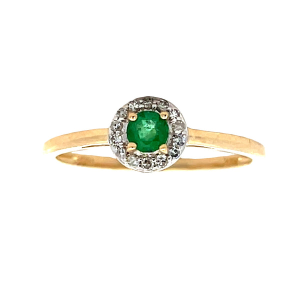 Genuine .22ct Emerald Diamond Ring 14KT Yellow Gold