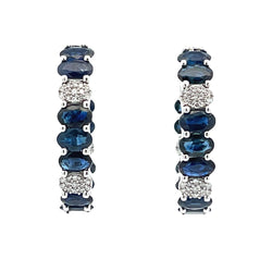 7.33ct Sapphire Diamond Hoop Earrings 14KT White Gold